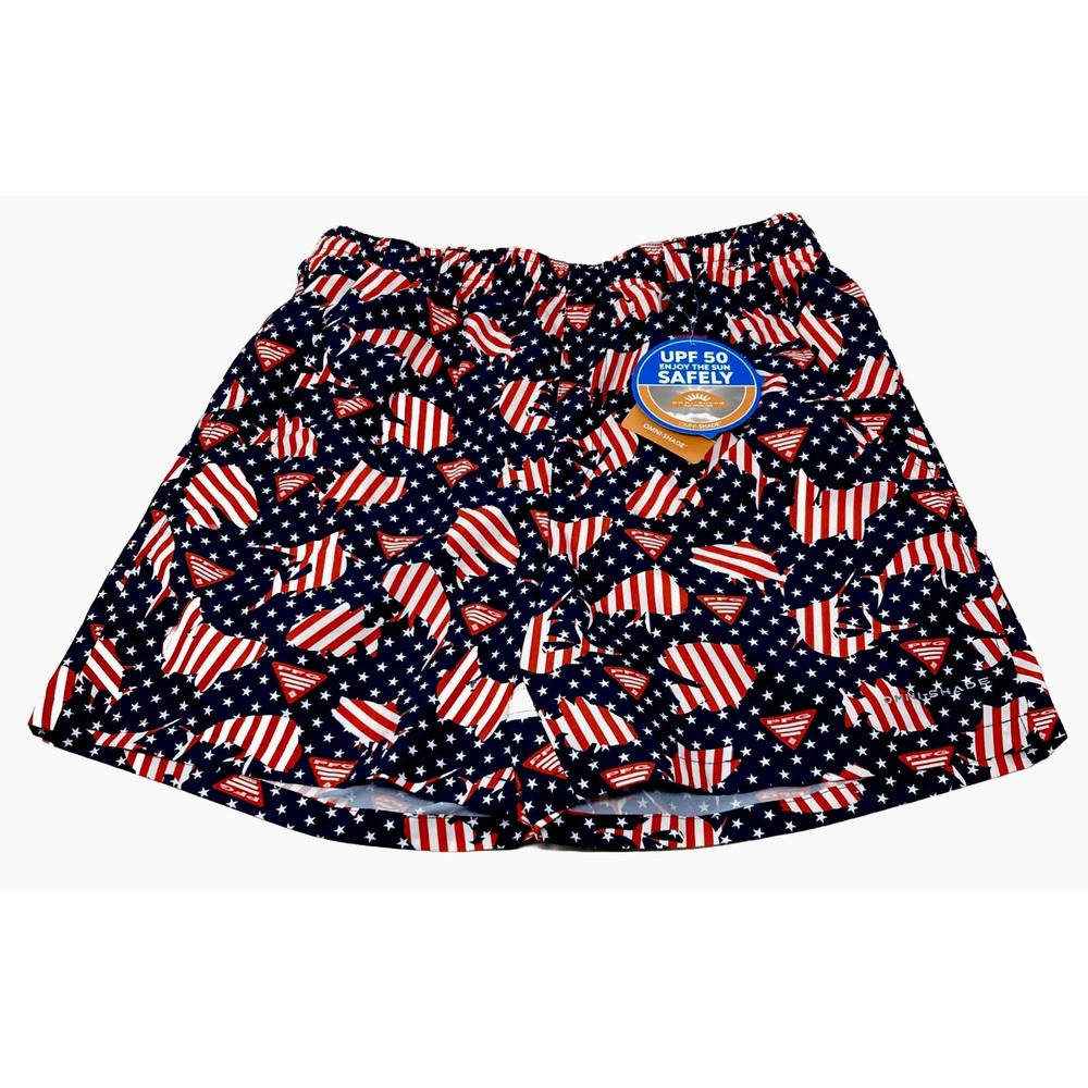 Columbia PFG Super Backcast Water Shorts Patriotic Fish Pattern Men's Large NWT
